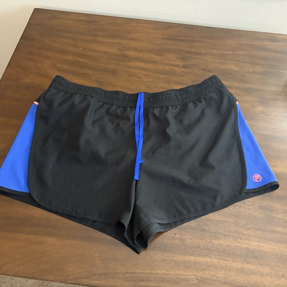 Fila Black and Blue Athletic Shorts Womens 2X EUC gym workout casual